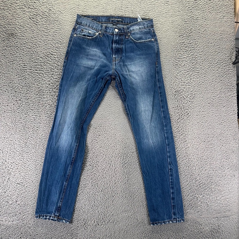 Calvin Klein 026 Jeans Mens 30x30 Blue Cotton Denim Straight Leg Faded Travel
